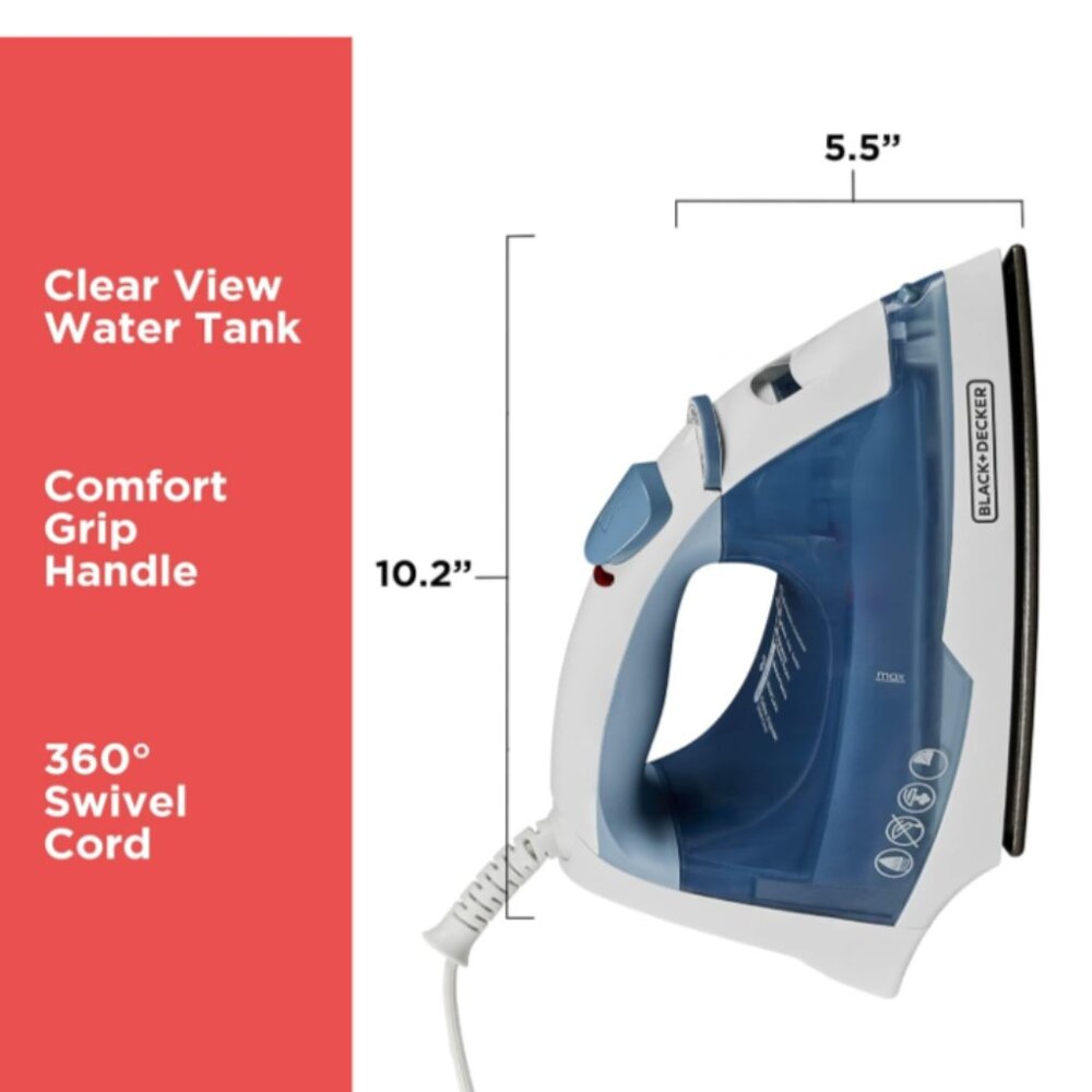 Black and Decker Easy Steam Compact Clothing Iron New In Box 1200 Watts - Picture 11 of 11